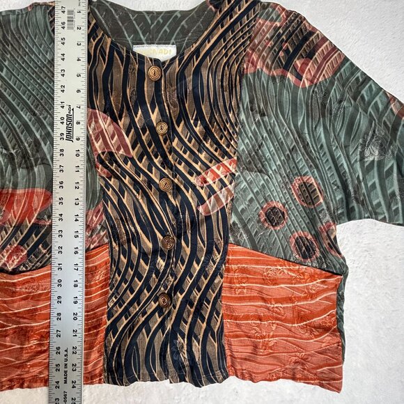 Kusnadi New York Womens Abstract Print Handmade Rayon Top Button Front Art Wear - Picture 7 of 7